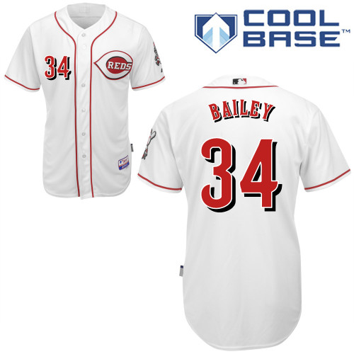 Homer Bailey #34 MLB Jersey-Cincinnati Reds Men's Authentic Home White Cool Base Baseball Jersey